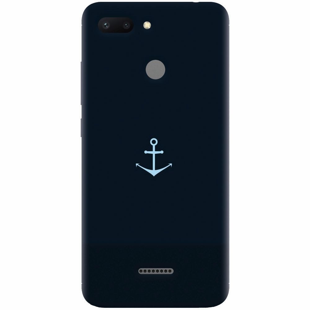 Husa silicon pentru Xiaomi Redmi 6, Blue Navy Anchor Illustration Flat