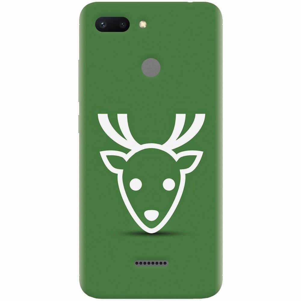 Husa silicon pentru Xiaomi Redmi 6, Minimal Reindeer Illustration Green