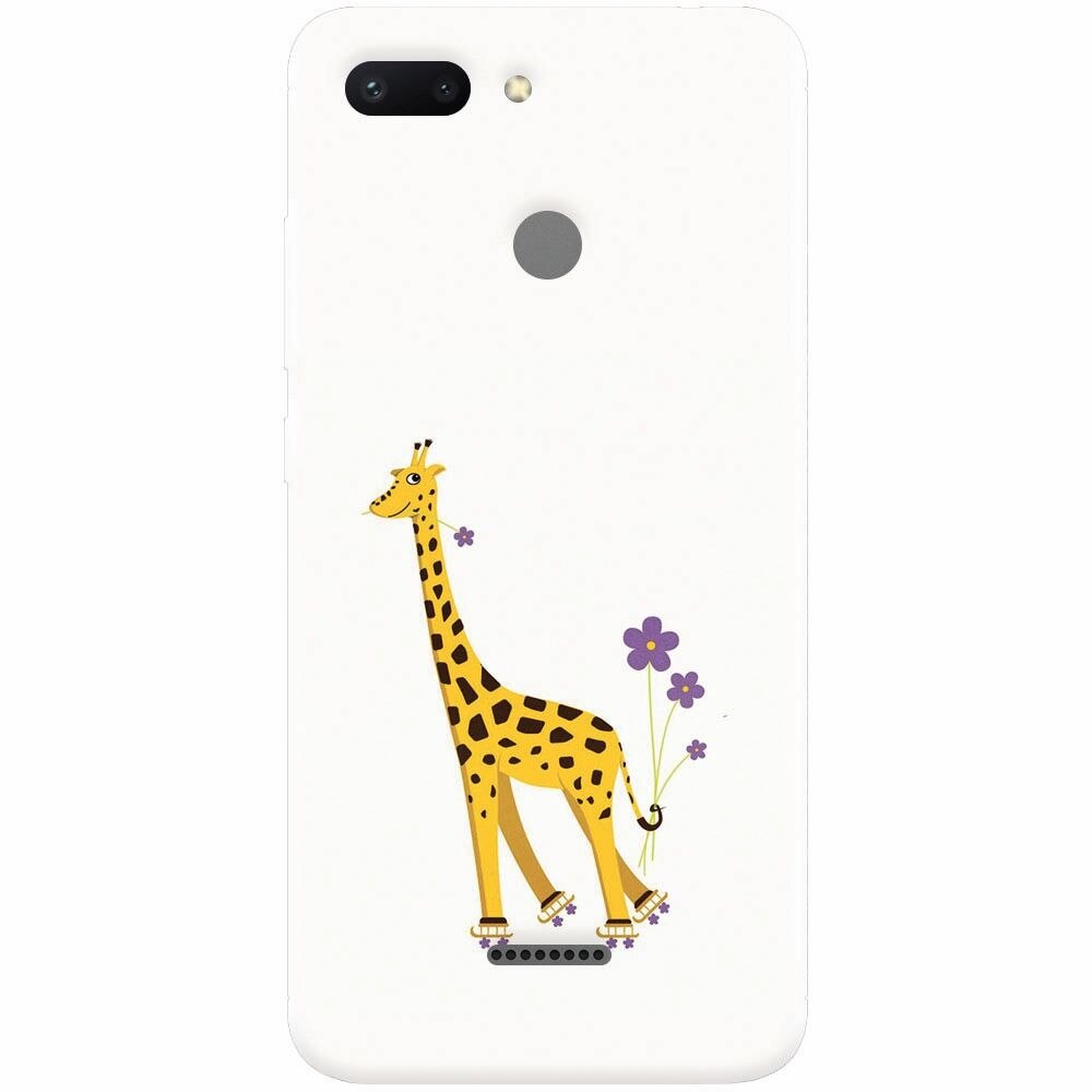 Husa silicon pentru Xiaomi Redmi 6, Rollerskating Girafe Illustration