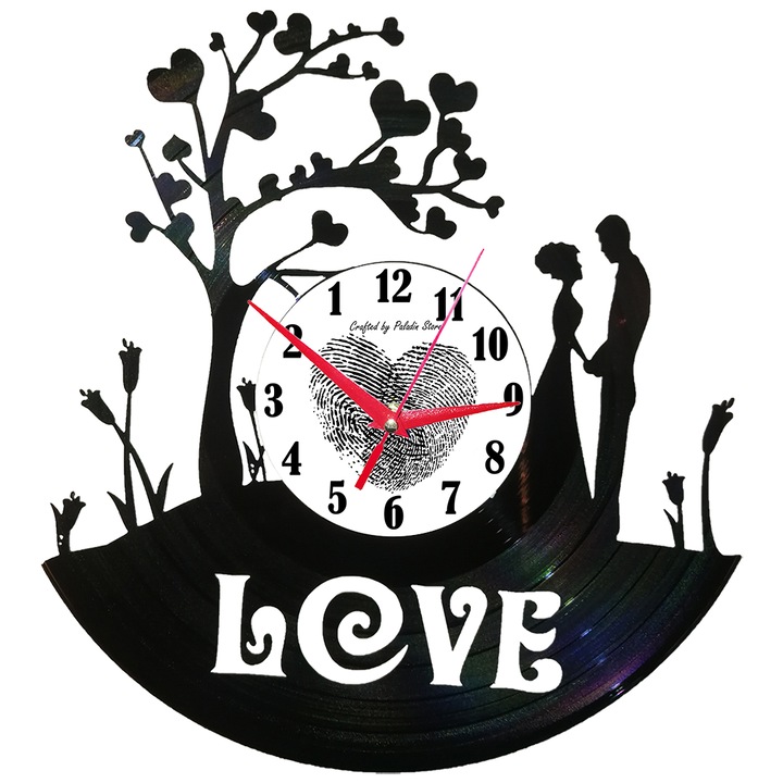 Стенен часовник винилов Love, с обратен механизъм