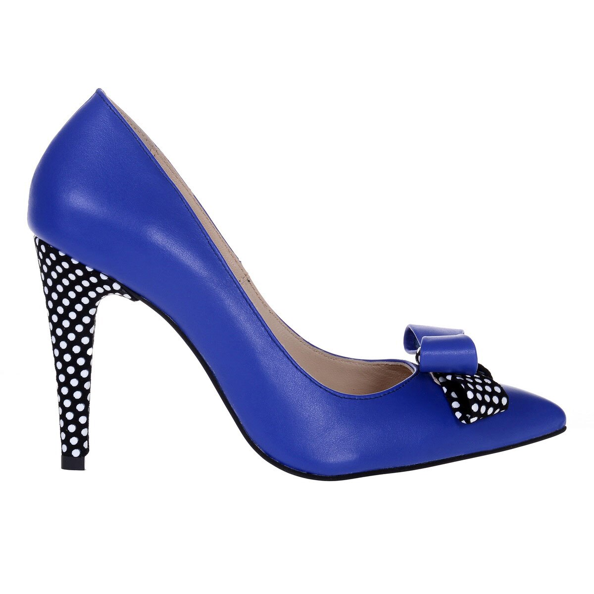 Pantofi Stiletto cu funda Piele Naturala, Albastru