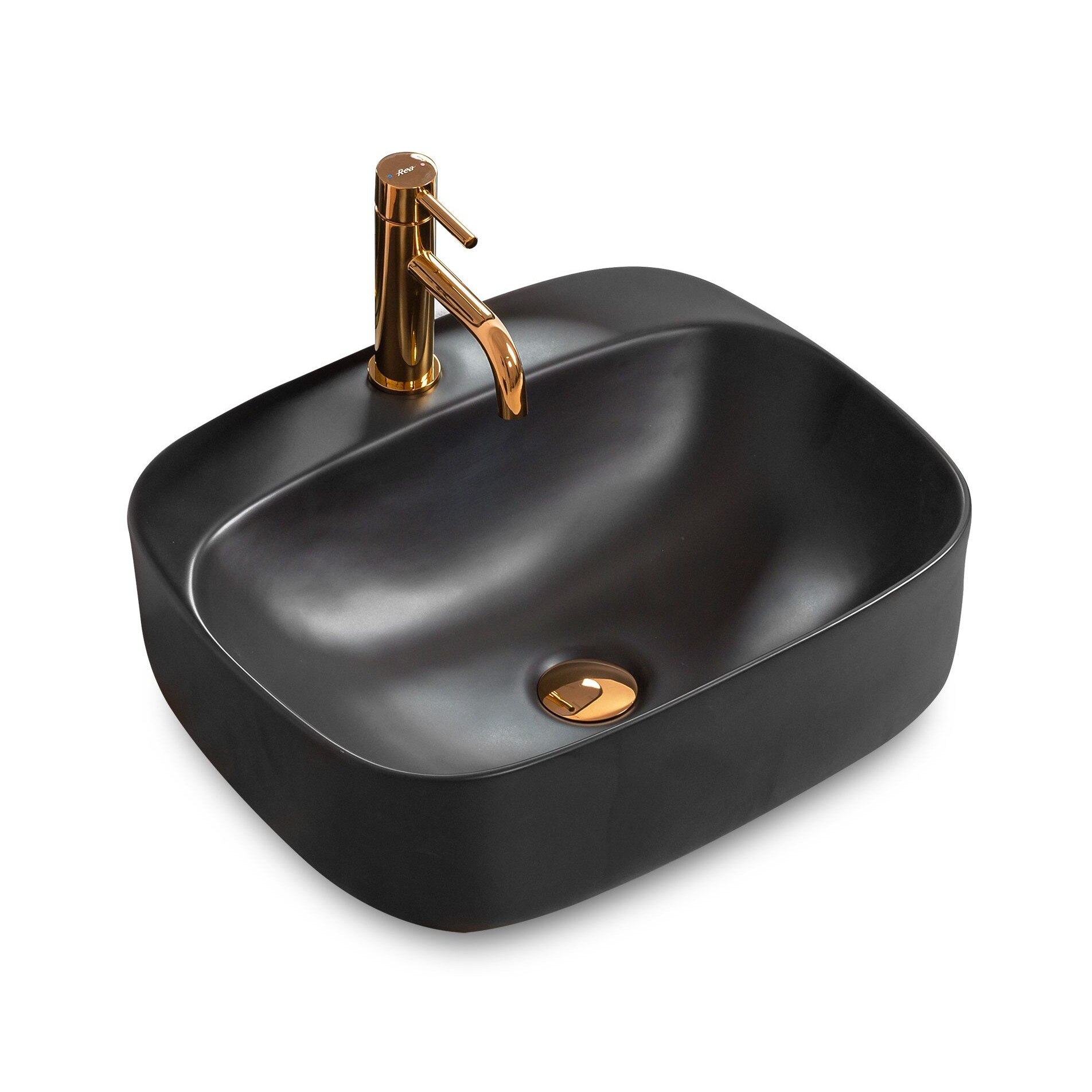 Lavoar Luiza 50 Negru Mat, 50x42 cm, montaj pe blat, ceramica sanitara