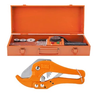 Set Plita sudura PPR cu foarfeca PPR, Evotools, 800 W, portocaliu Set Plita sudura PPR cu foarfeca PPR, Evotools, 800 W, portocaliu
