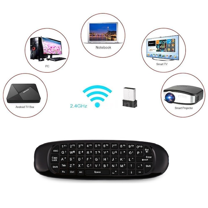 Въздушна мишка, Wireless Air Mouse, Mini Keyboard за Smart TV и PC, USB dongle
