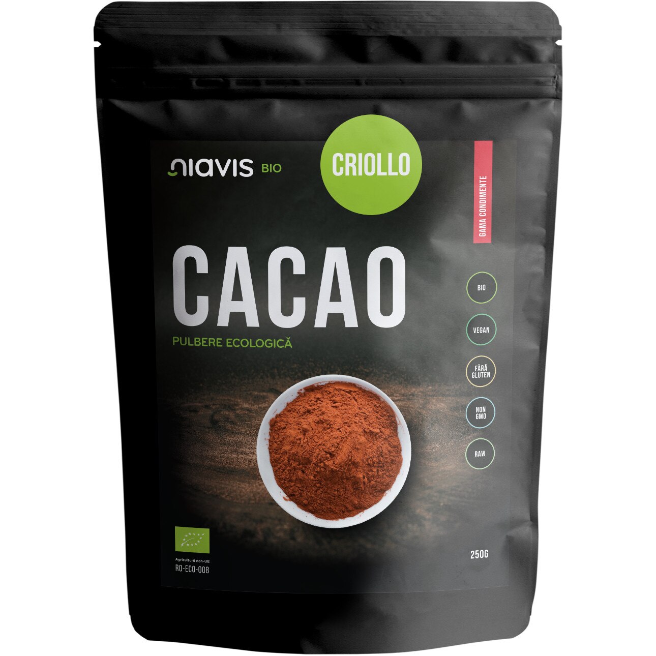 Niavis Cacao Criollo Pulbere RAW Ecologica/Bio 250g