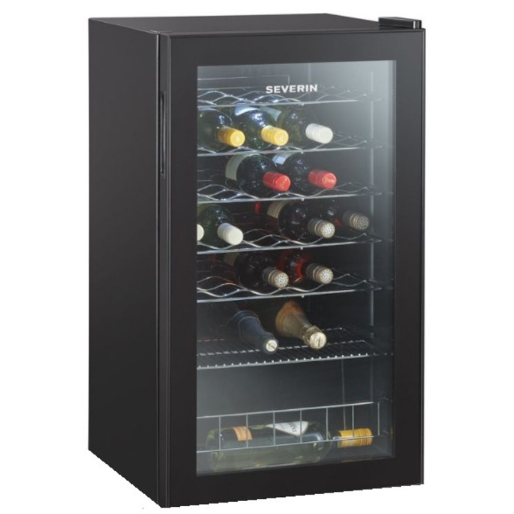 Vitrina de vin Severin KS 9894, Clasa A, 33 sticle/ 95L, Negru