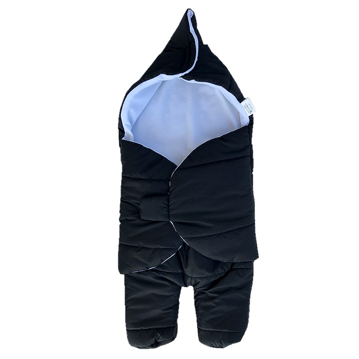 Sac de infasare cu picioare pentru bebelusi, PARASHKEVOVI, Alb/Negru, 0 - 6 luni