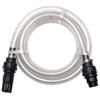 Furtun de aspirare cu racorduri, vidaXL, PVC, 4 m, Alb Furtun de aspirare cu racorduri, vidaXL, PVC, 4 m, Alb