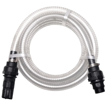 Furtun de aspirare cu racorduri, vidaXL, PVC, 7 m, Alb Furtun de aspirare cu racorduri, vidaXL, PVC, 7 m, Alb
