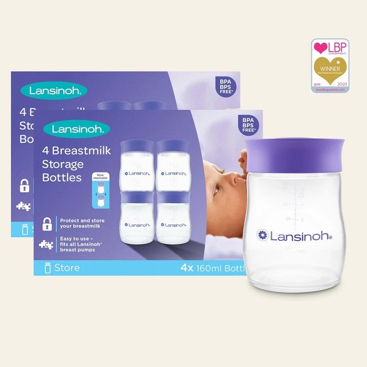 Комплект шишета за съхранение на кърма LANSINOH, 160 мл