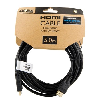 Cablu HDMI - HDMI, 5 metri, cu mufe aurite, tip tata-tata Cablu HDMI - HDMI, 5 metri, cu mufe aurite, tip tata-tata