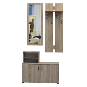 Cuier Cu Oglinda, 90X35X200 Cm, Culoare Sonoma, Pal 16 Mm Cuier Cu Oglinda, 90X35X200 Cm, Culoare Sonoma, Pal 16 Mm