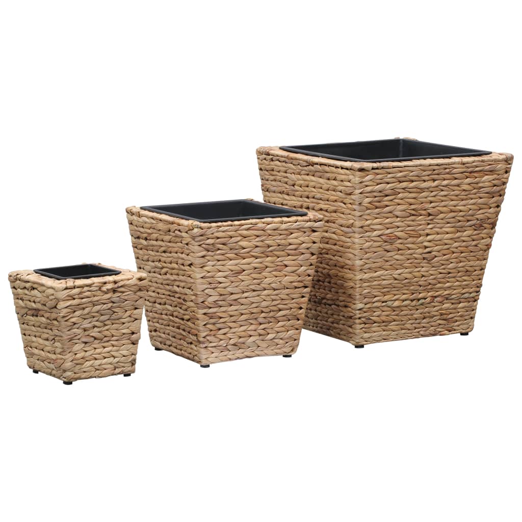 Set 3 jardiniere de gradina, vidaXL, Zambila de apa, 40 x 40 x 40 cm, Maro deschis