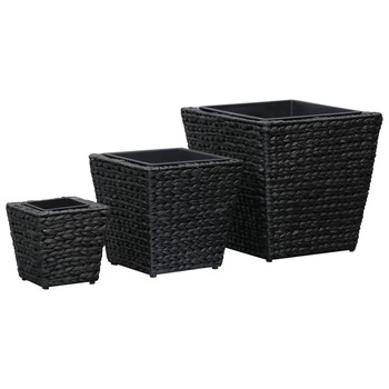 Set 3 jardiniere marimi diferite, vidaXL, Zambila de apa, 40 x 40 x 40 cm, Negru Set 3 jardiniere marimi diferite, vidaXL, Zambila de apa, 40 x 40 x 40 cm, Negru