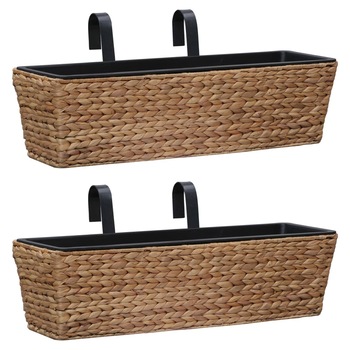 Set 2 jardiniere de gradina, vidaXL, Zambila de apa, 60 x 20 x 18 cm, Maro deschis Set 2 jardiniere de gradina, vidaXL, Zambila de apa, 60 x 20 x 18 cm, Maro deschis