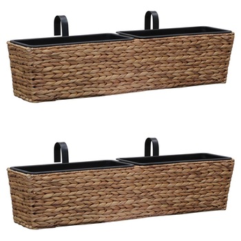 Set 2 jardiniere de gradina, vidaXL, Zambila de apa, 80 x 20 x 18 cm, Maro deschis Set 2 jardiniere de gradina, vidaXL, Zambila de apa, 80 x 20 x 18 cm, Maro deschis