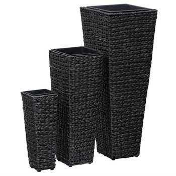 Set 3 jardiniere de gradina, vidaXL, Zambila de apa, 30 x 30 x 80 cm, Negru Set 3 jardiniere de gradina, vidaXL, Zambila de apa, 30 x 30 x 80 cm, Negru