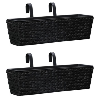 Set 2 jardiniere de gradina, vidaXL, Zambila de apa, 60 x 20 x 18 cm, Negru Set 2 jardiniere de gradina, vidaXL, Zambila de apa, 60 x 20 x 18 cm, Negru