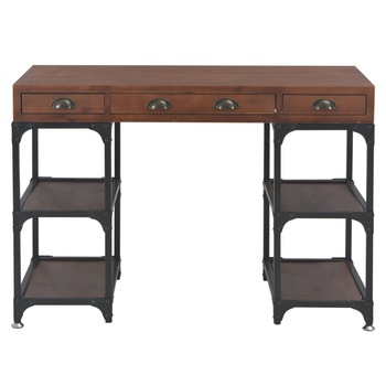 Birou cu 3 sertare, vidaXL, Maro, Lemn de brad, 110 x 50 x 78 cm Birou cu 3 sertare, vidaXL, Maro, Lemn de brad, 110 x 50 x 78 cm