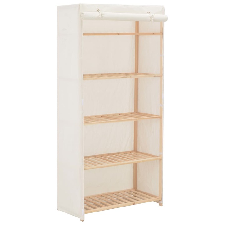 Dulap tip sifonier compartimentat, vidaXL, Alb, Tapiterie textila si cadru lemn, 79 x 40 x 170 cm