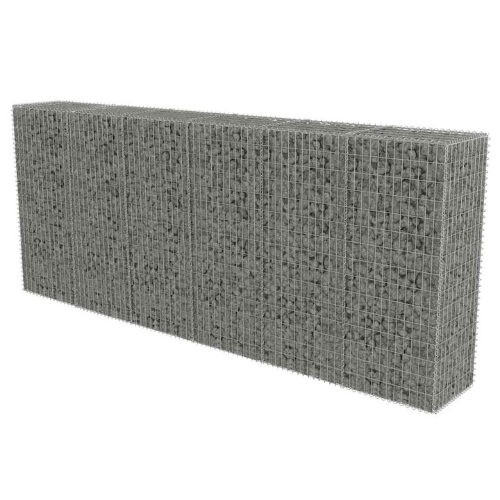 horganyzott acél gabion fal fedéllel 300 x 50 x 150 cm, vidaXL, 143593