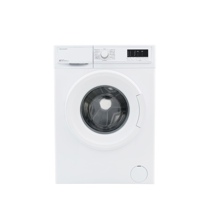 Sharp ES-HFA6102W3EE Elöltöltős keskeny mosógép, 6kg, 1000 ford/perc, LED Kijelző, 15program, a++ energiaosztály, Fehér