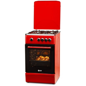 Aragaz LDK 5060 Red FR RMV, Gaz, 4 Arzatoare, Siguranta, Capac metalic, Rosu Aragaz LDK 5060 Red FR RMV, Gaz, 4 Arzatoare, Siguranta, Capac metalic, Rosu