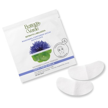 Masca pentru zona din jurul ochilor cu extract de Centella si apa din flori de albastrele - Estratti di Belleza, 2 BUC, Bottega Verde Masca pentru zona din jurul ochilor cu extract de Centella si apa din flori de albastrele - Estratti di Belleza, 2 BUC, Bottega Verde