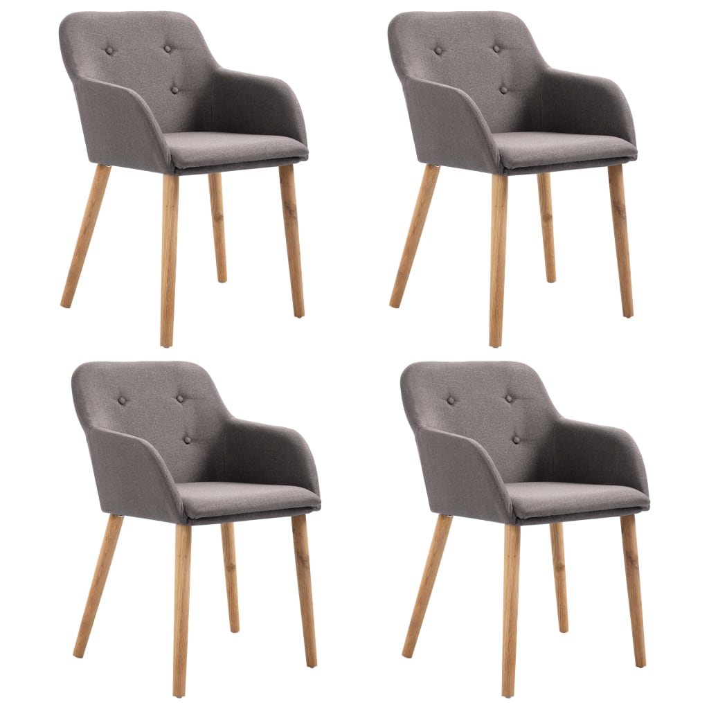 Set de 4 scaune de bucatarie, tip fotoliu, vidaXL, Tapiterie textila, Gri deschis, 52 x 57 x 76,5 cm