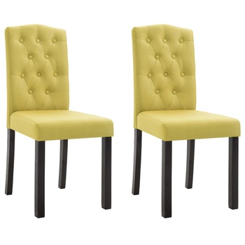 Set de 2 scaune de bucatarie, vidaXL, Tapiterie textila, Verde, 42 x 51,5 x 95 cm