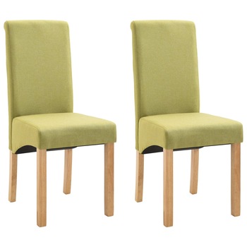 Set de 2 scaune pentru living, cadru lemn si tapiterie textila, vidaXL, Verde, 42 x 54,5 x 96 cm