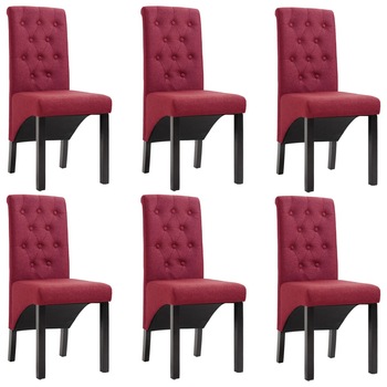 Set de 6 scaune de bucatarie, vidaXL, Tesatura, Grena, 42 x 57 x 95 cm Set de 6 scaune de bucatarie, vidaXL, Tesatura, Grena, 42 x 57 x 95 cm
