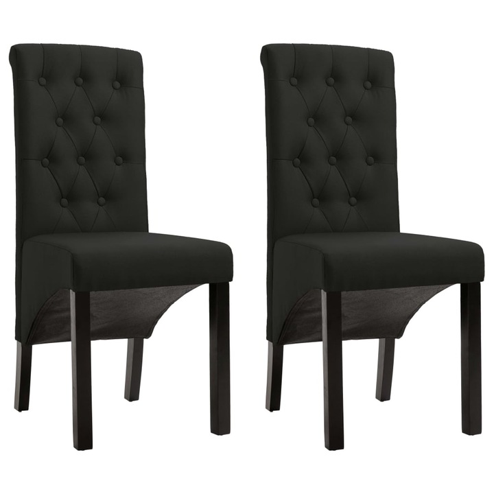 Set scaune de bucatarie vidaXL, 2 buc. negru, textil, 42 x 57 x 95 cm, 11.02 kg