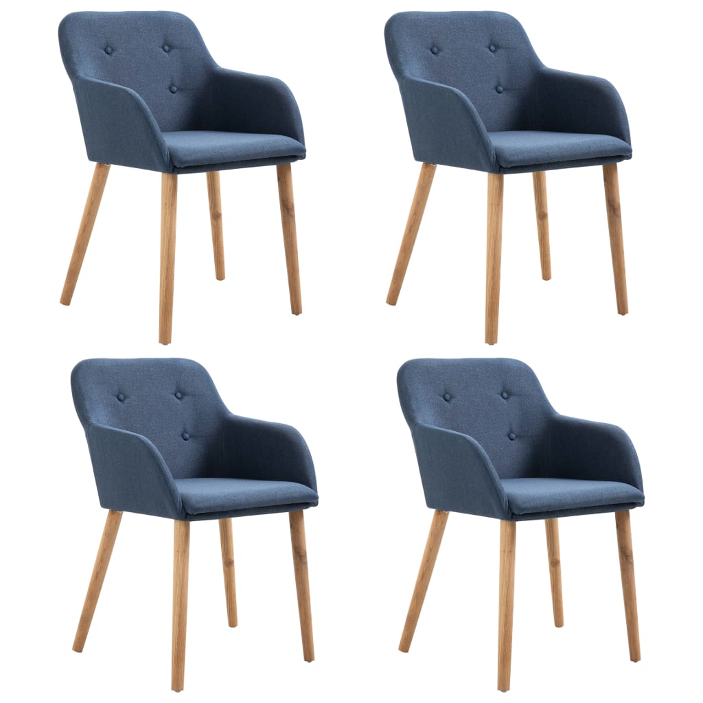 Set de 4 scaune de bucatarie, tip fotoliu, vidaXL, Tapiterie textila, Albastru, 52 x 57 x 76,5 cm