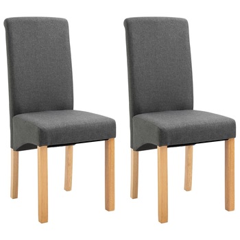 Set de 2 scaune pentru living, cadru lemn si tapiterie textila, vidaXL, Gri inchis, 42 x 54,5 x 96 cm