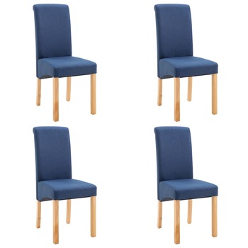 Set de 4 scaune pentru living, cadru lemn si tapiterie textila, vidaXL, Albastru, 42 x 54,5 x 96 cm Set de 4 scaune pentru living, cadru lemn si tapiterie textila, vidaXL, Albastru, 42 x 54,5 x 96 cm