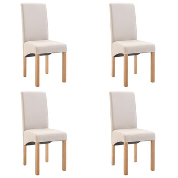 Set de 4 scaune pentru living, cadru lemn si tapiterie textila, vidaXL, Crem, 42 x 54,5 x 96 cm Set de 4 scaune pentru living, cadru lemn si tapiterie textila, vidaXL, Crem, 42 x 54,5 x 96 cm