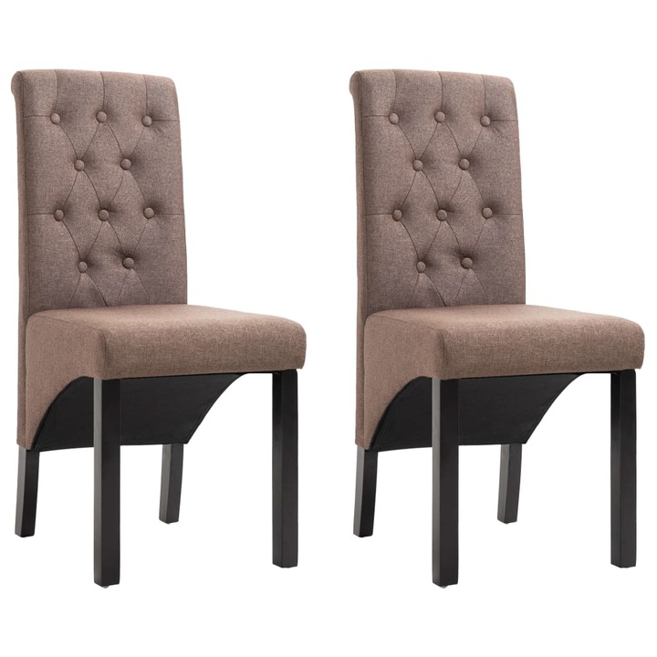 Set scaune de bucatarie vidaXL, 2 buc., maro, material textil, 42 x 57 x 95 cm, 11.02 kg