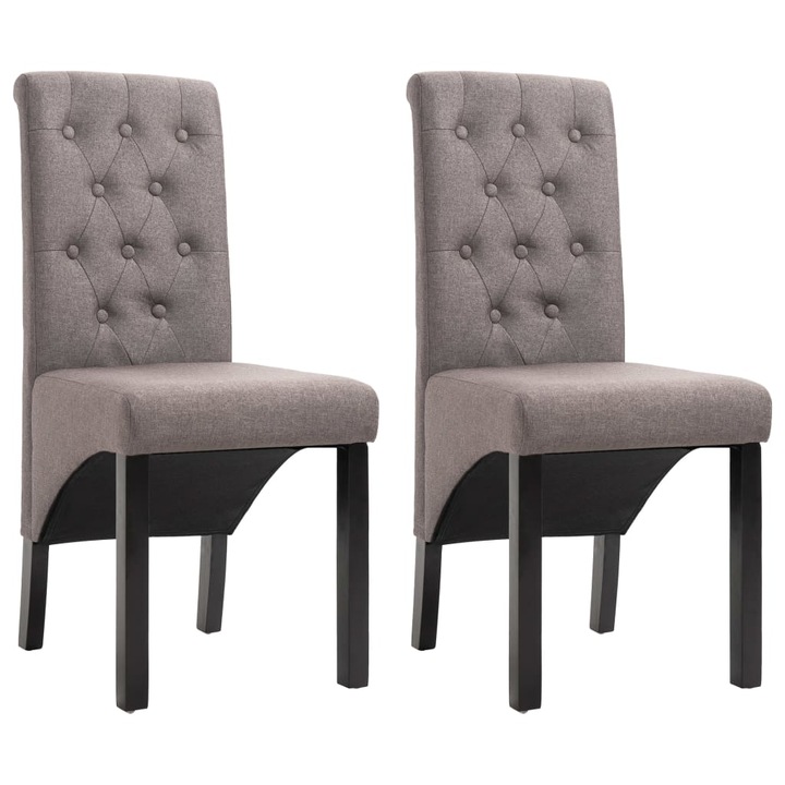 Set scaune de bucatarie vidaXL, 2 buc., gri taupe, material textil, 42 x 57 x 95 cm, 11.02 kg