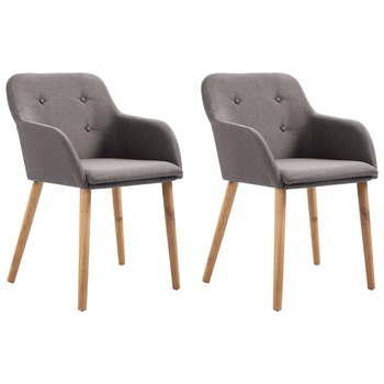Set de 2 scaune de bucatarie, cu brate, vidaXL, Tapiterie textila, Gri deschis, 52 x 57 x 76,5 cm Set de 2 scaune de bucatarie, cu brate, vidaXL, Tapiterie textila, Gri deschis, 52 x 57 x 76,5 cm