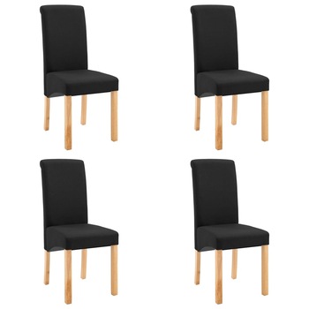 Set de 4 scaune pentru living, cadru lemn si tapiterie textila, vidaXL, Negru, 42 x 54,5 x 96 cm Set de 4 scaune pentru living, cadru lemn si tapiterie textila, vidaXL, Negru, 42 x 54,5 x 96 cm