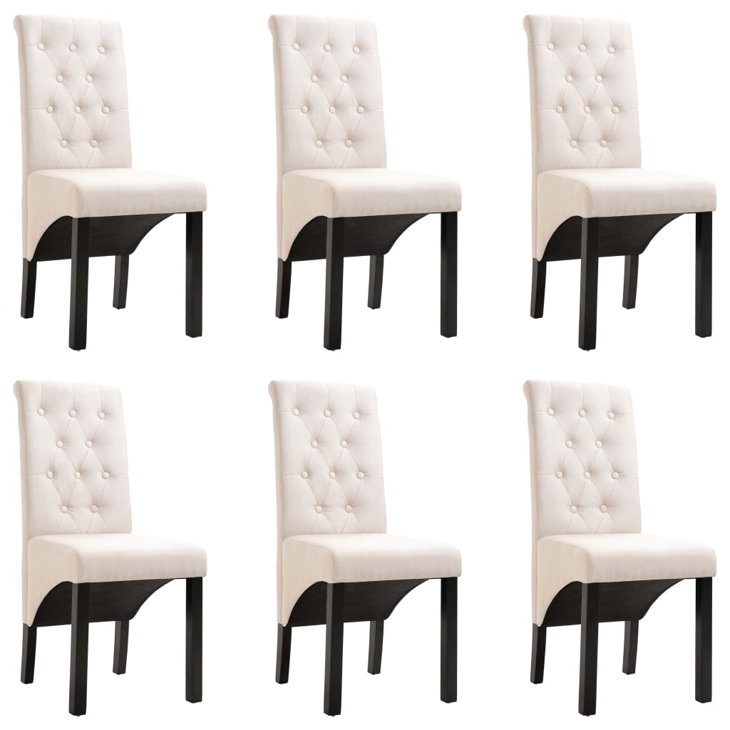 Set de 6 scaune de bucatarie, vidaXL, Tesatura, Crem, 42 x 57 x 95 cm