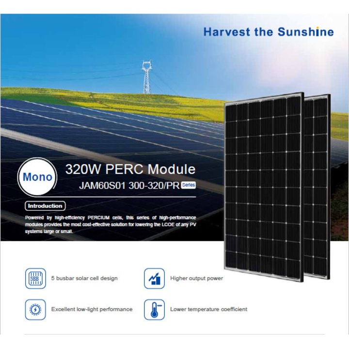 Panou fotovoltaic monocristalin, 315W, JAM60S01-315/PERC, JA Solar PERC