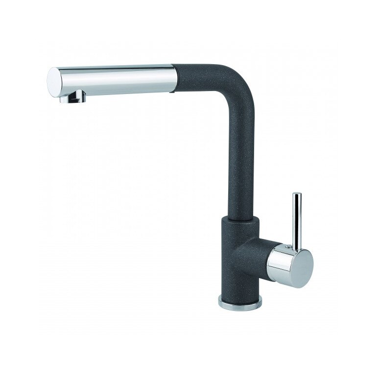 Baterie bucatarie Aquasanita Modus 2383-601, dus retractabil, cartus ceramic, monocomanda, negru