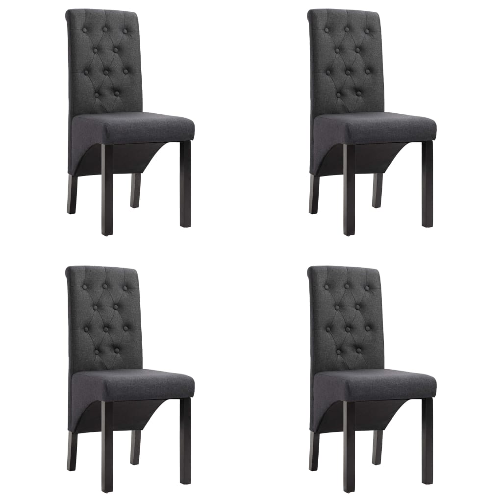 Set de 4 scaune de bucatarie, vidaXL, Tesatura, Gri inchis, 42 x 57 x 95 cm