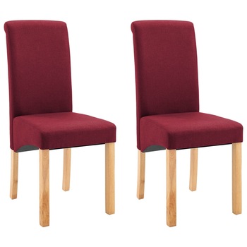 Set de 2 scaune pentru living, cadru lemn si tapiterie textila, vidaXL, Rosu, 42 x 54,5 x 96 cm