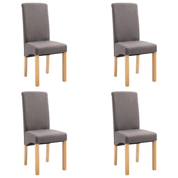 Set de 4 scaune pentru living, cadru lemn si tapiterie textila, vidaXL, Maro, 42 x 54,5 x 96 cm