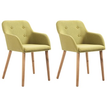 Set de 2 scaune de bucatarie, cu brate, vidaXL, Tapiterie textila, Verde, 52 x 57 x 76,5 cm Set de 2 scaune de bucatarie, cu brate, vidaXL, Tapiterie textila, Verde, 52 x 57 x 76,5 cm