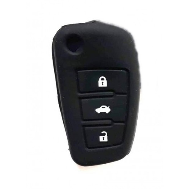 Husa cheie auto din silicon Audi, 3 butoane, Negru, an 2019