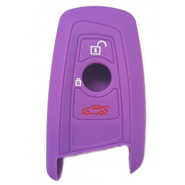 Husa cheie auto din silicon BMW, 2 butoane, mov